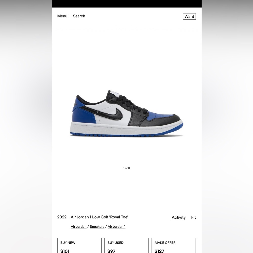 2022 Air Jordan 1 Low Golf 'Royal Toe'
